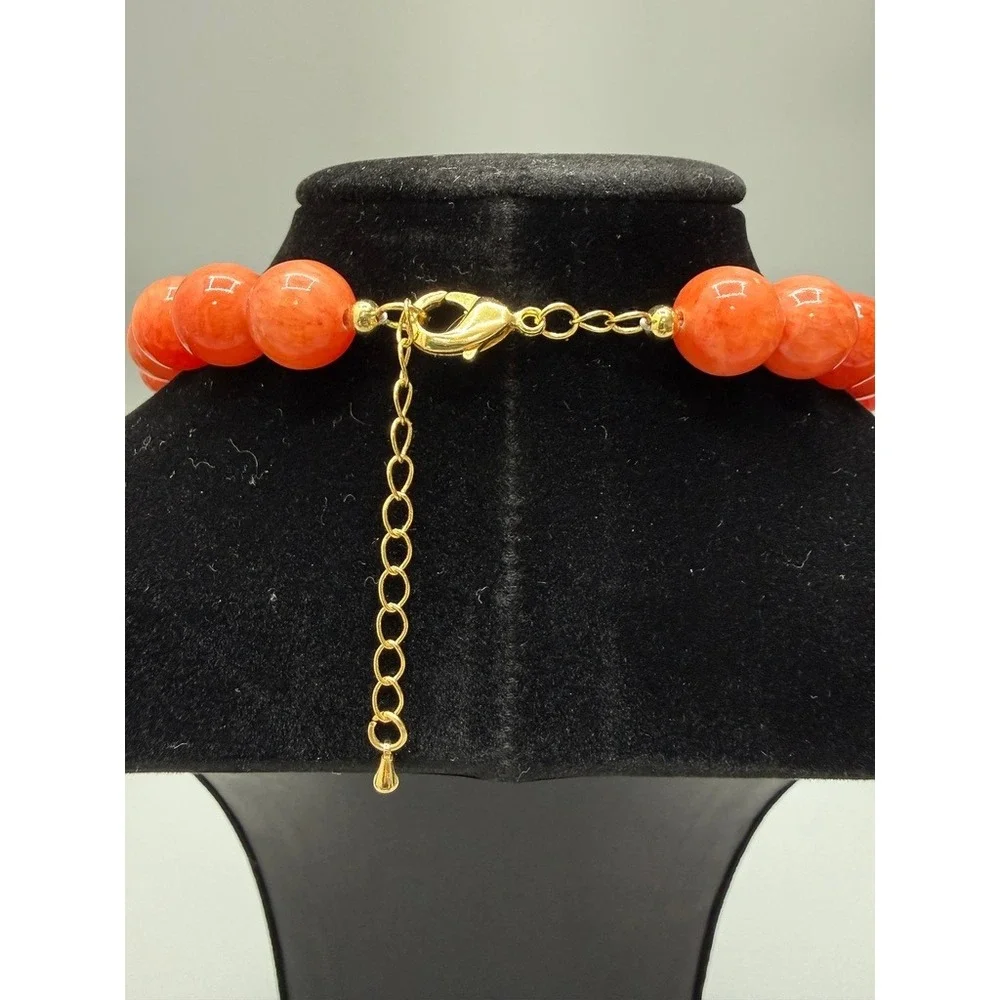 Beaded Necklace 18" Apricot Agate Turquoise Dyed Howlite Colorful Stones Heavy - Picture 7 of 12